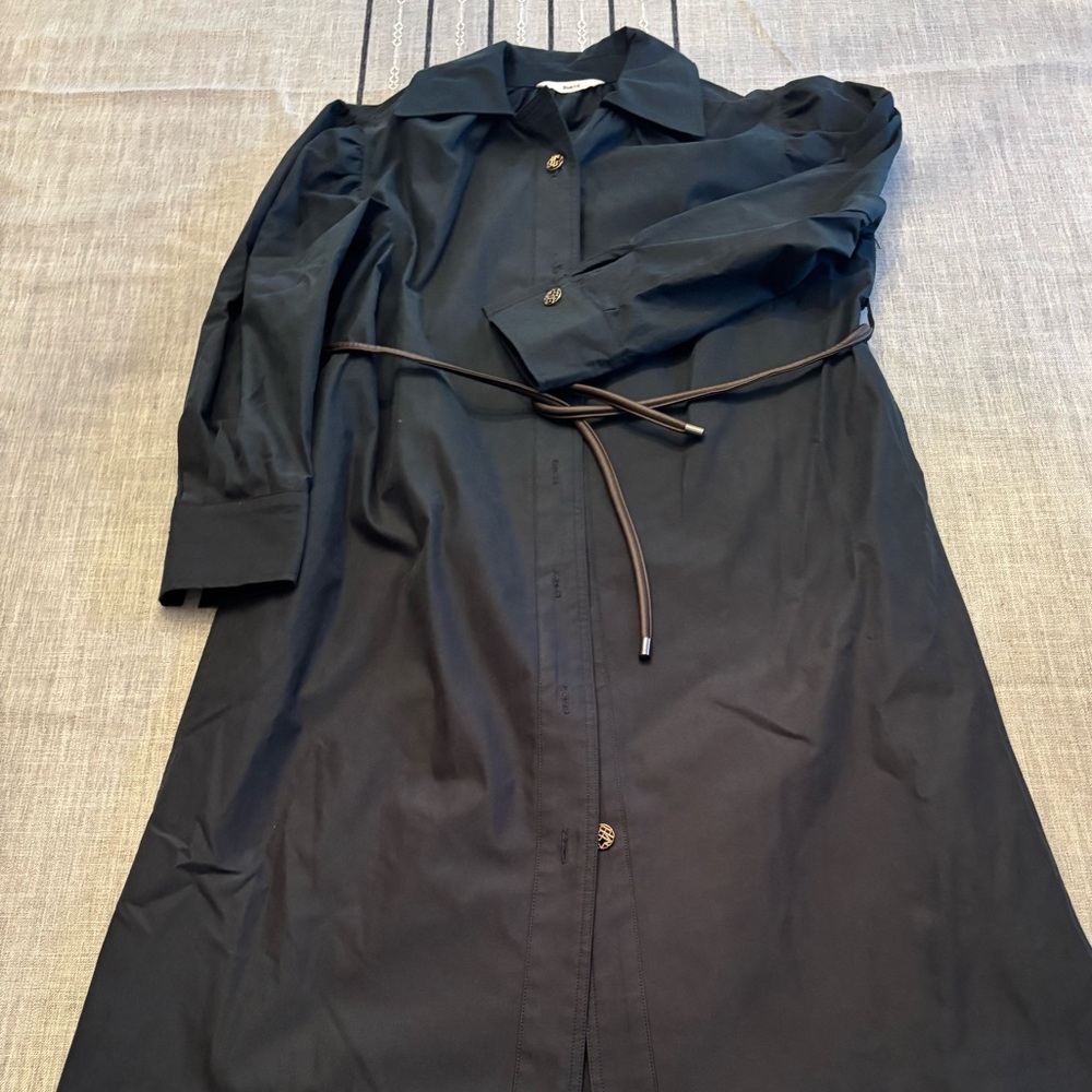 Blue i-d green/navy blue Button-Up Trench Coat with Belt